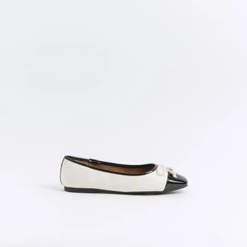 Beige embroidered toe cap ballet pumps sold by River Island