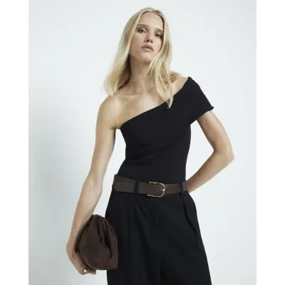 Black one shoulder bodysuit sold by River Island