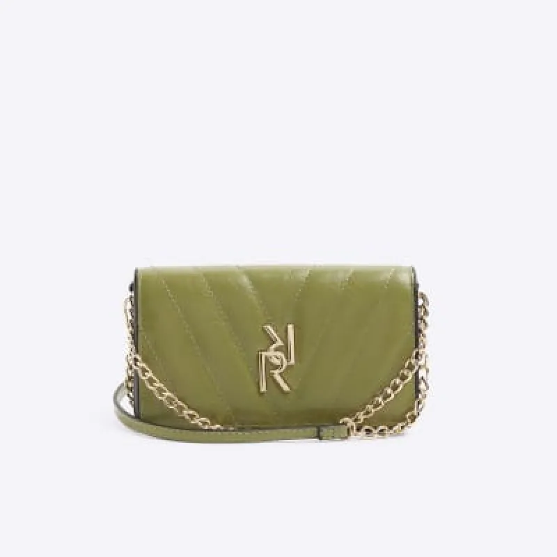 Green chain strap cross body purse sold by River Island