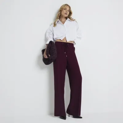 Red elasticated Wide Leg Trouser sold by River Island