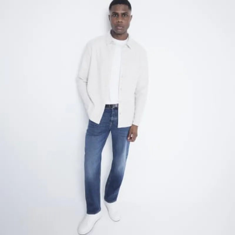 Stone Regular fit Textured Shirt sold by River Island
