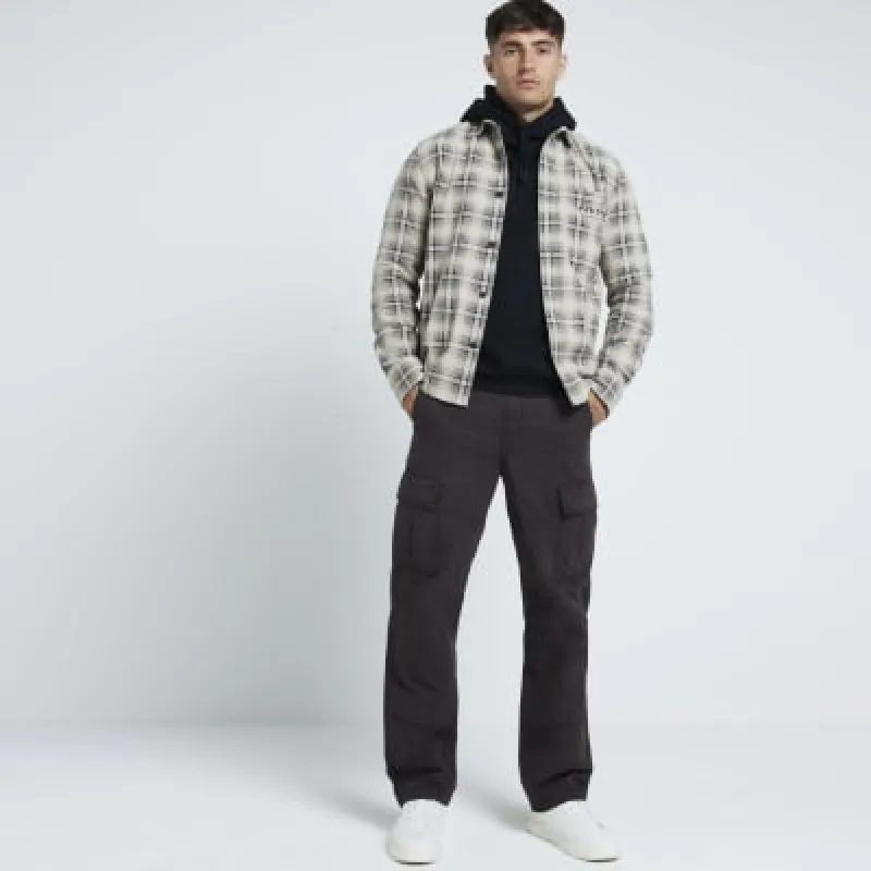 Brown loose fit cargo trousers sold by River Island