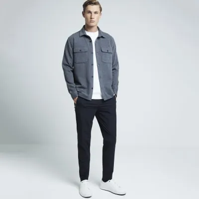 Grey Regular Fit Jersey Stretch Overshirt sold by River Island