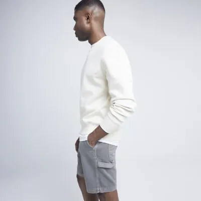 Grey Relaxed Carpenter Denim Shorts sold by River Island