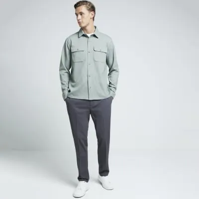 Green Regular Fit Jersey Stretch Overshirt sold by River Island