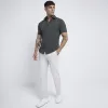 Khaki slim fit stretch short sleeve shirt sold by River Island