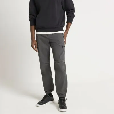 Grey Regular fit Zip Pocket Cargo Trousers sold by River Island