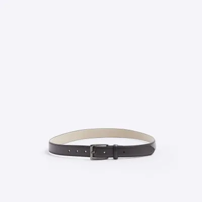 Brown faux leather buckle belt sold by River Island