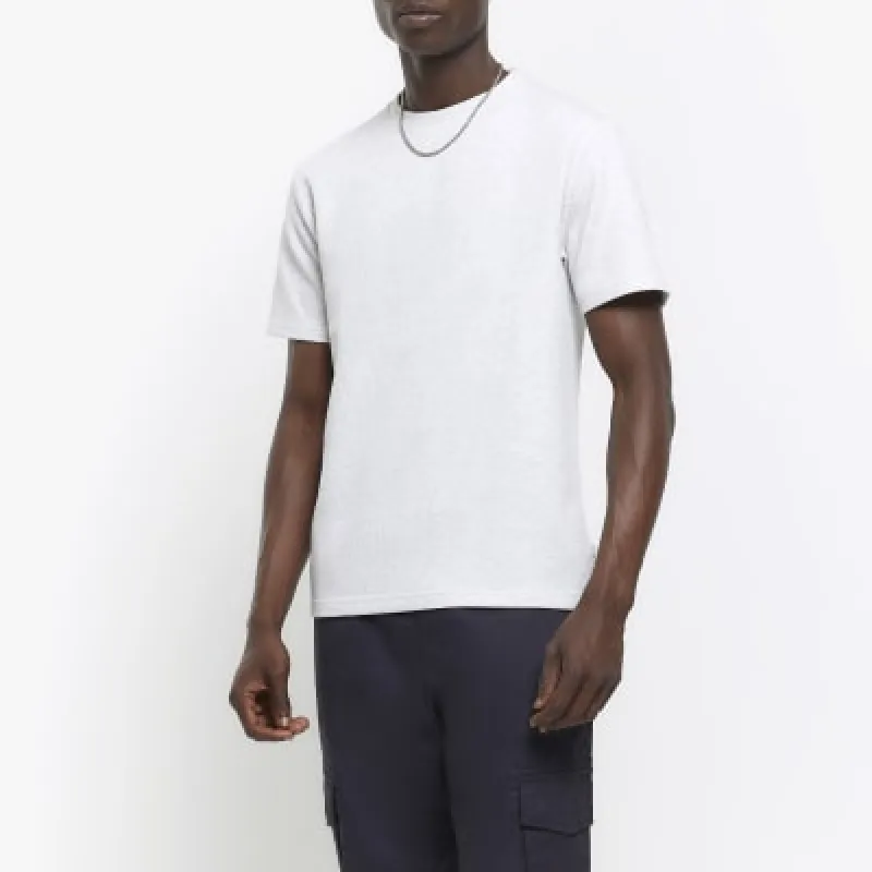 Grey regular fit textured t-shirt sold by River Island