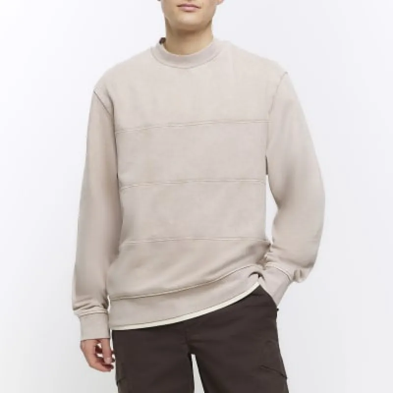 Washed stone regular fit seam sweatshirt sold by River Island