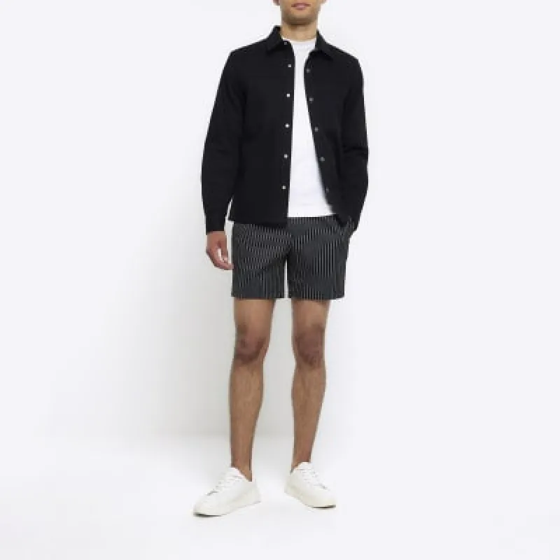 Black regular fit striped shorts made by River Island
