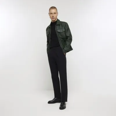 Black slim fit textured smart trousers sold by River Island