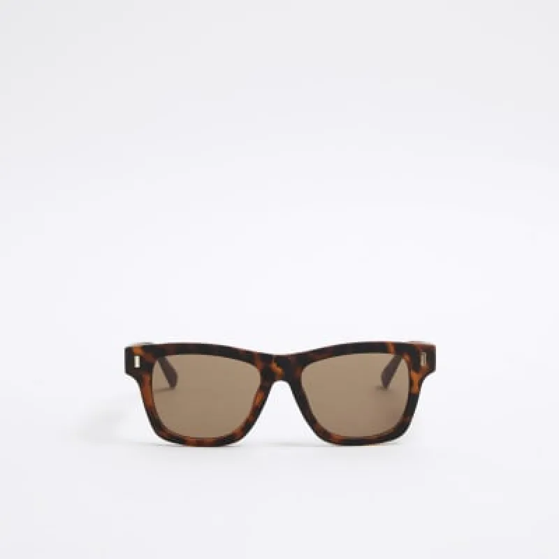 Brown Rubberised Wayfarer Tort Sunglasses sold by River Island
