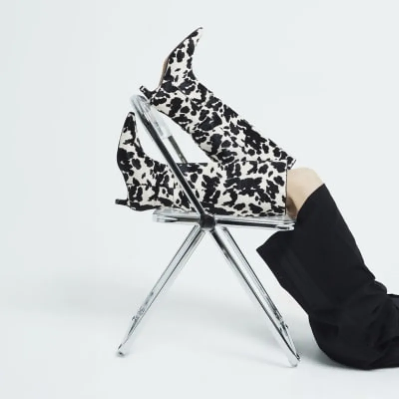 White Cow Print Leather Knee High Boots sold by River Island