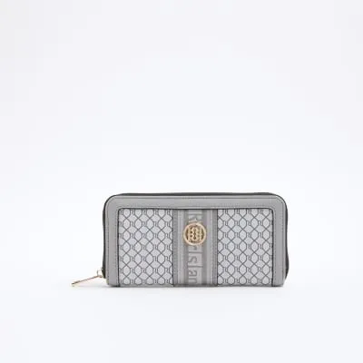 Grey Monogram Zip Around Purse sold by River Island