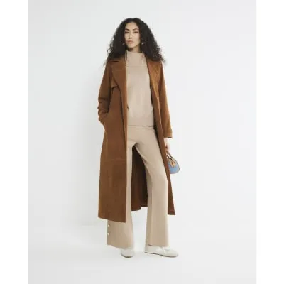 Brown Straight Leg Knitted Trousers sold by River Island