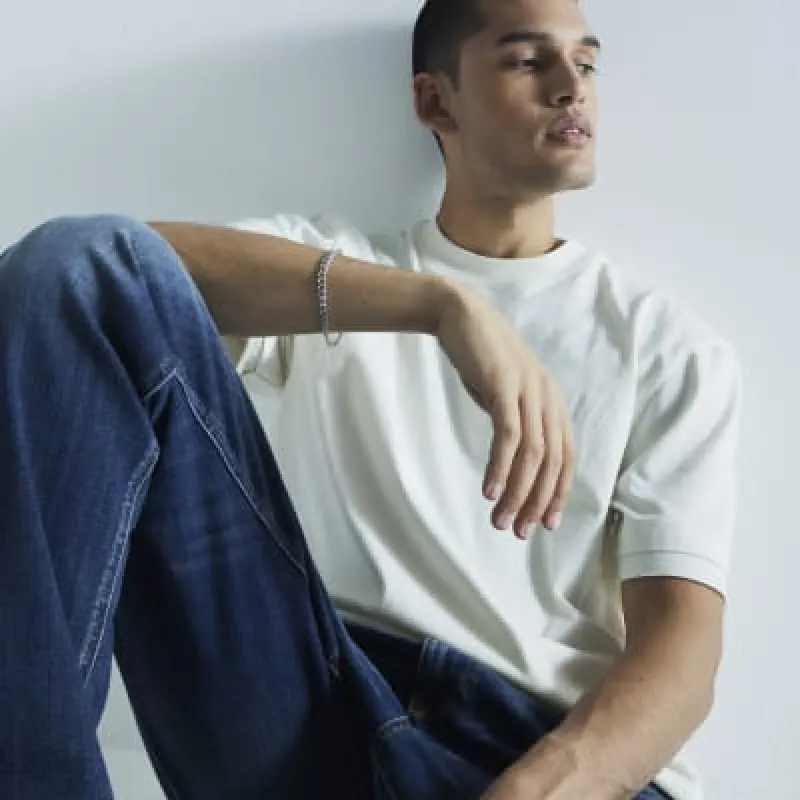 Ecru Regular Fit Raw Hem T-Shirt sold by River Island
