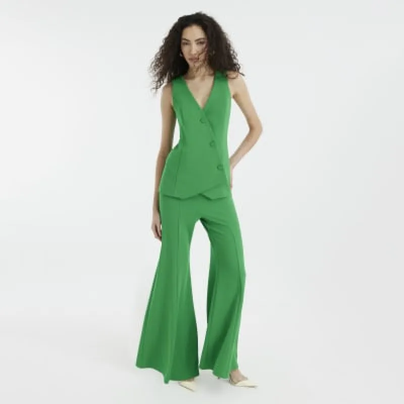 Green Wide Flare Trousers sold by River Island