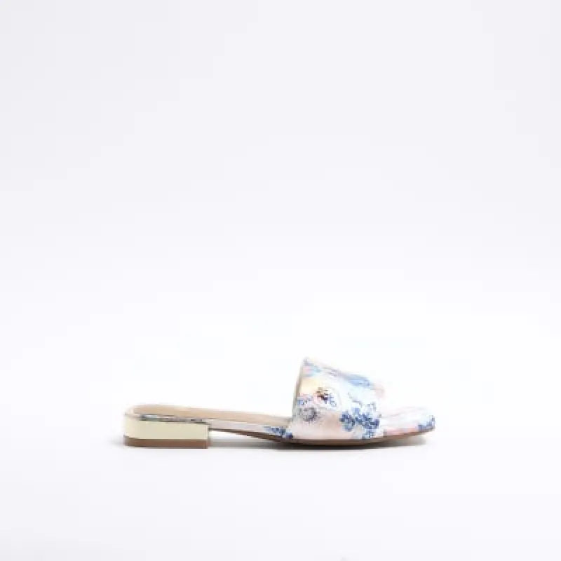 Blue floral flat sandals sold by River Island
