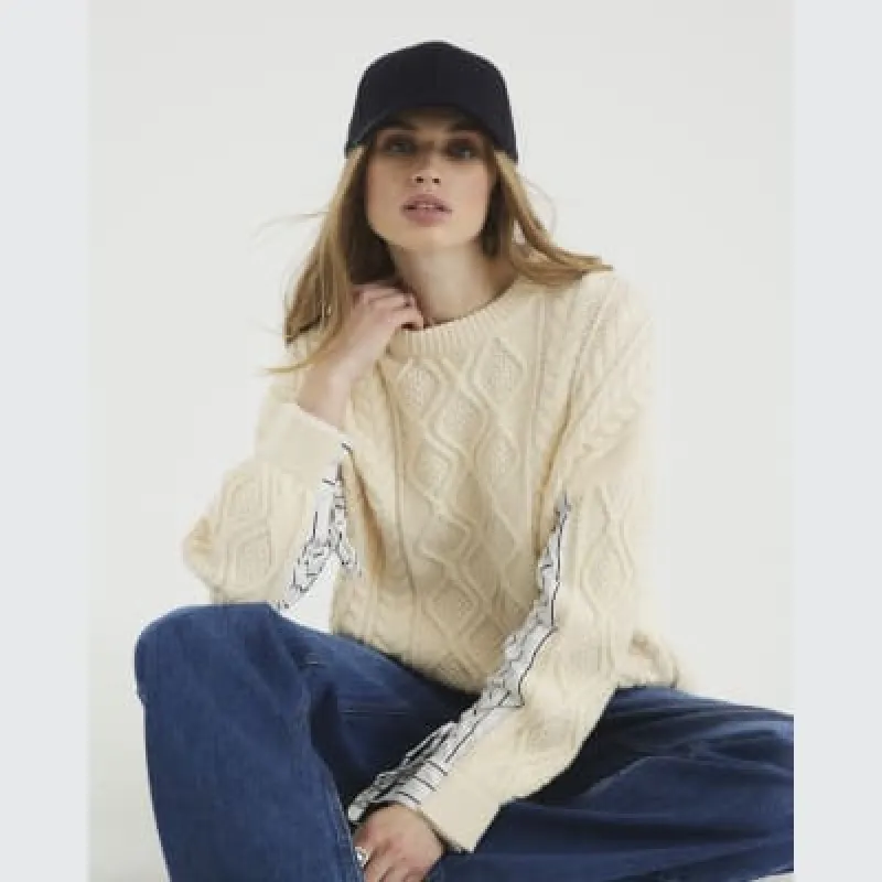 Cream Striped Sleeve Knit Jumper sold by River Island