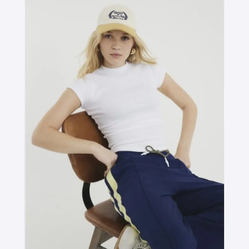 White Cap Sleeve High Neck T-Shirt made by River Island