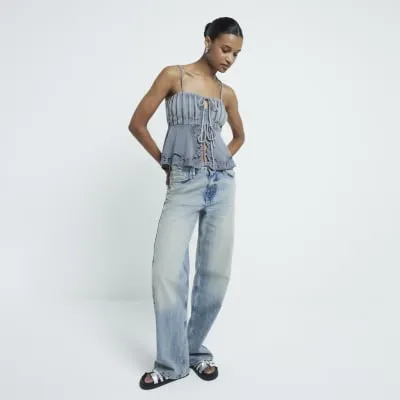 Grey Tie Front Cami Top sold by River Island