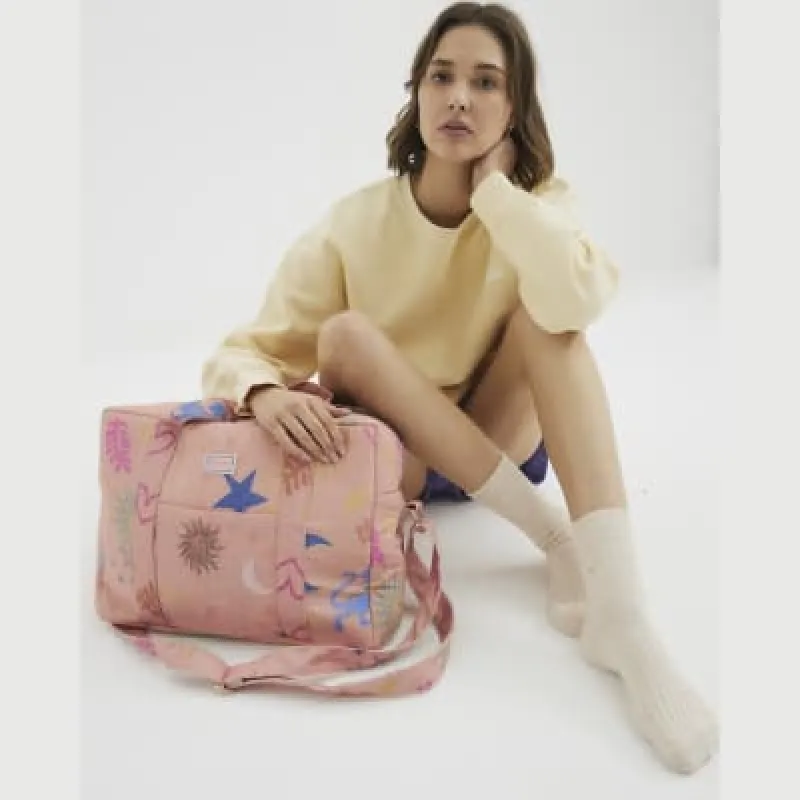 Pink Canvas Large Sun And Moon Travel Bag sold by River Island