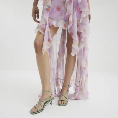 Green Kitten Heel Strappy Sandals sold by River Island
