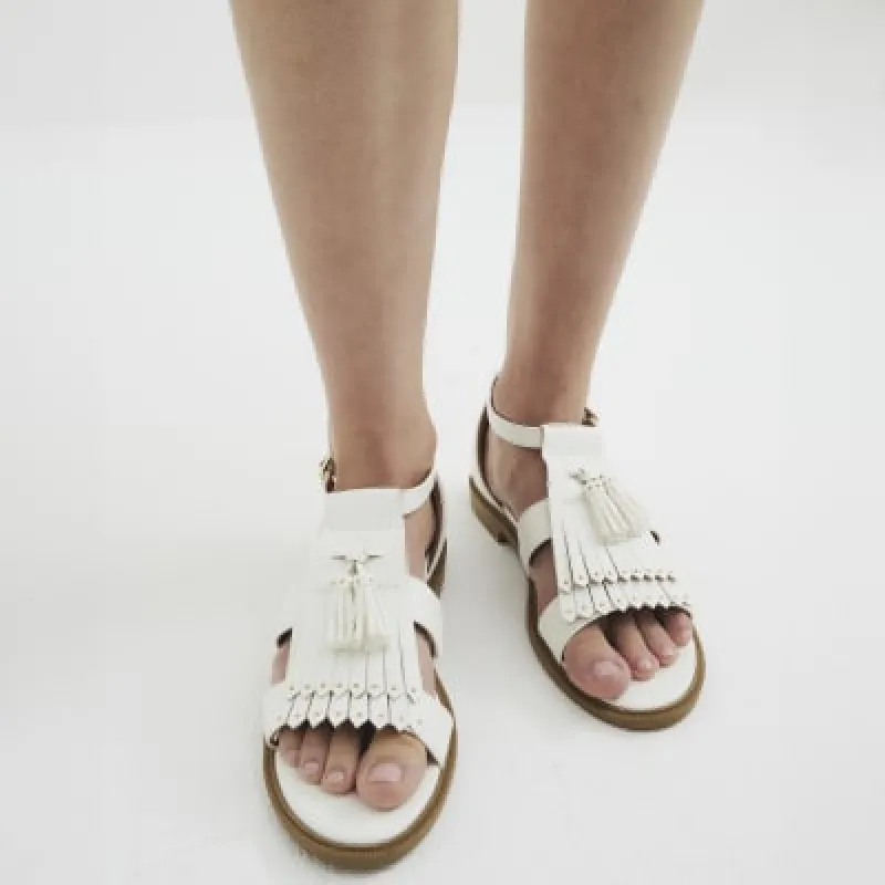 Cream Faux Leather Tassel Loafer Sandals sold by River Island