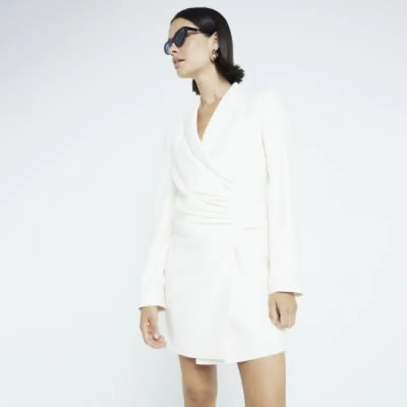 Cream Ruched Blazer Mini Dress sold by River Island