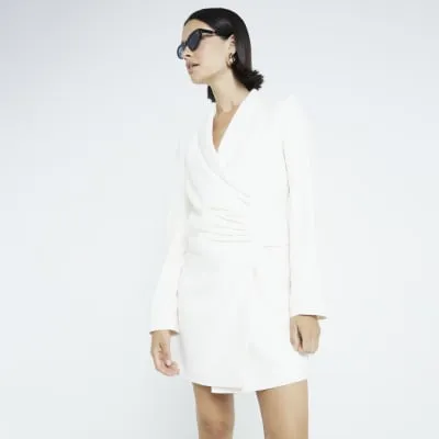 Cream Ruched Blazer Mini Dress sold by River Island