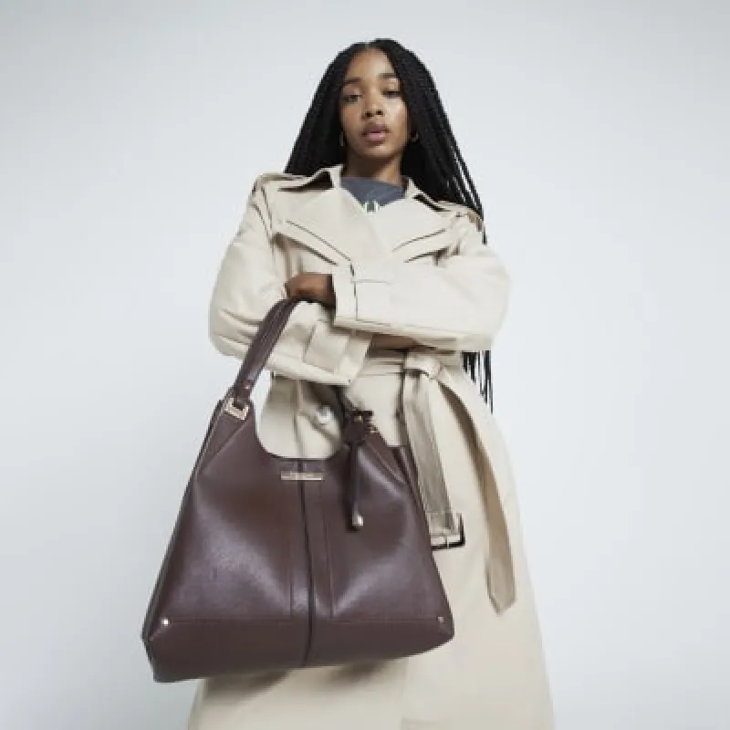 Brown soft slouch tote bag sold by River Island