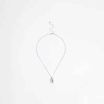 Gold Mini Textured Tag Necklace sold by River Island