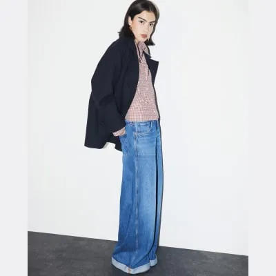 Blue Denim Super Wide Jeans sold by River Island