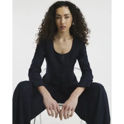 Navy Scoop Neck Military Jacket sold by River Island