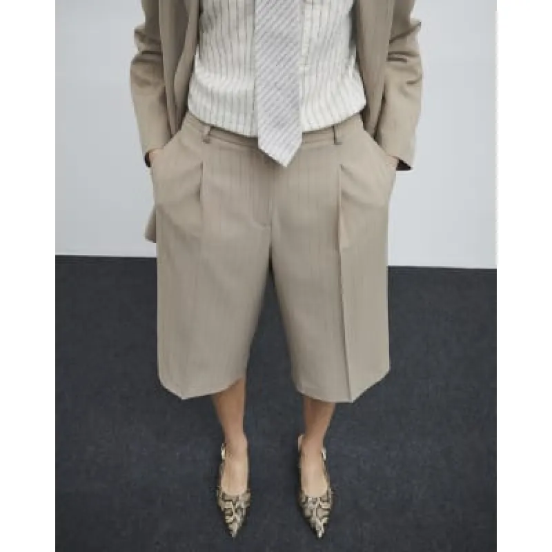 Beige Pinstripe Bermuda Shorts sold by River Island