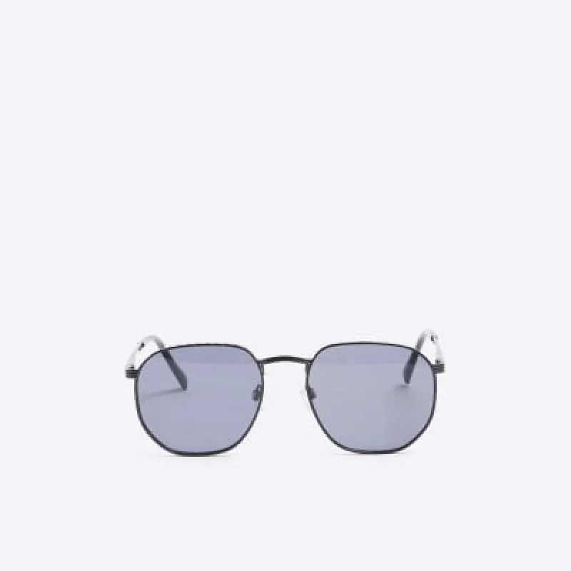 Black Embossed Metal Hexagon Sunglasses sold by River Island