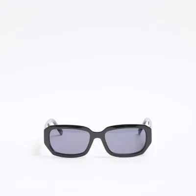 Black Plastic Rectangle Sunglasses sold by River Island