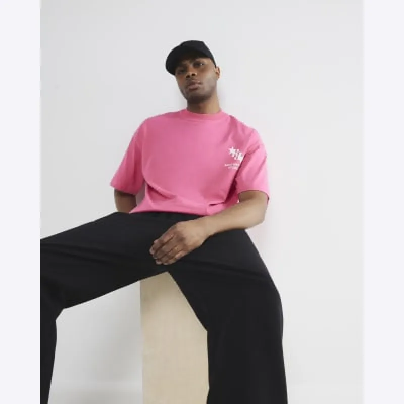 Pink Boxy Fit Short Sleeve RR Star T-Shirt made by River Island