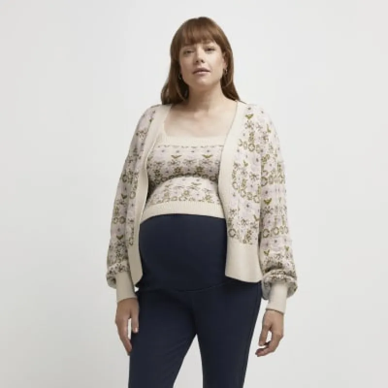 Cream maternity cami and cardigan set sold by River Island