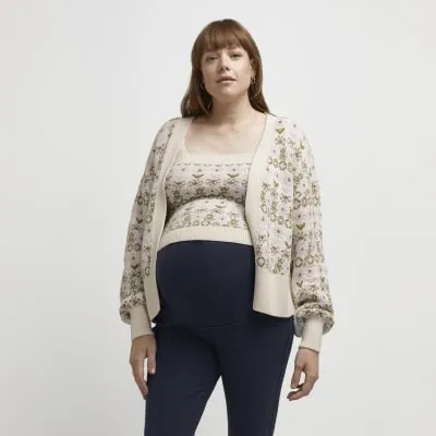 Cream maternity cami and cardigan set sold by River Island