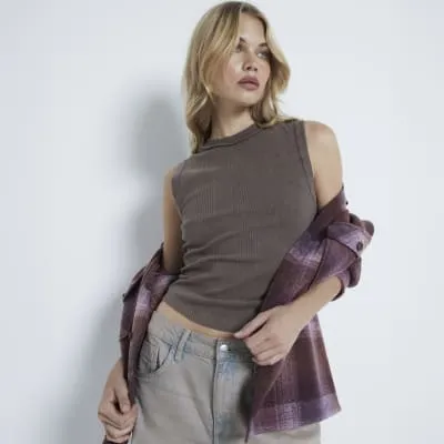 Grey Sleeveless Tank Top sold by River Island