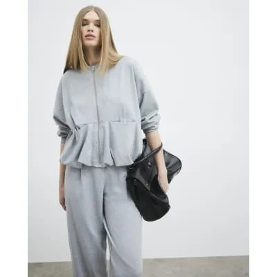 Grey Bubble Hem Bomber Jacket sold by River Island