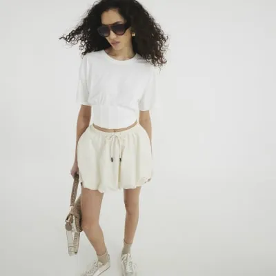 Cream Bubble Hem Skirt sold by River Island