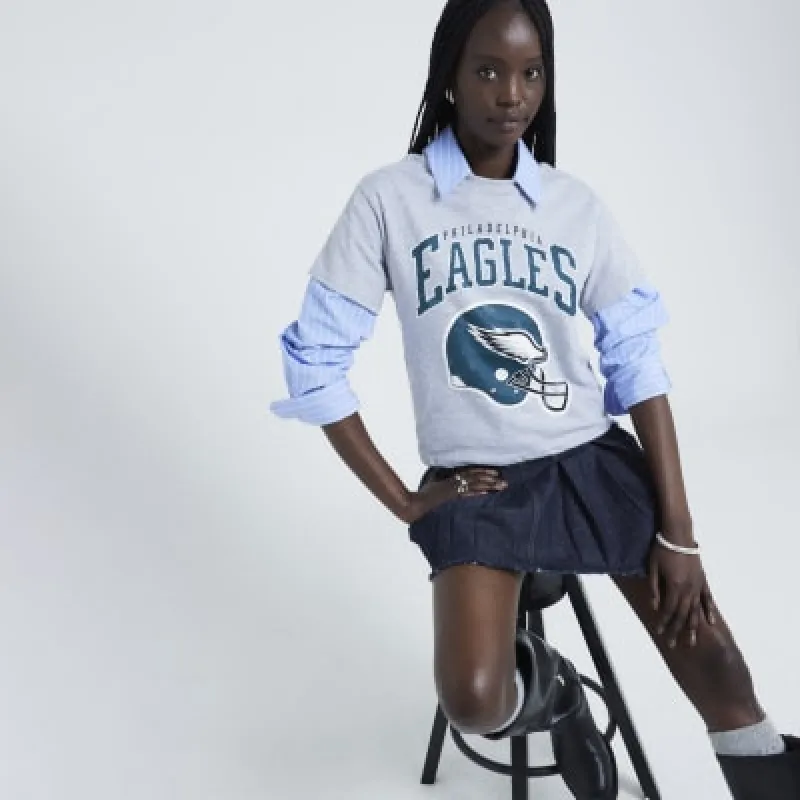 Grey NFL Eagles graphic t-shirt sold by River Island