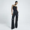 Black embellished rip relaxed straight jeans sold by River Island
