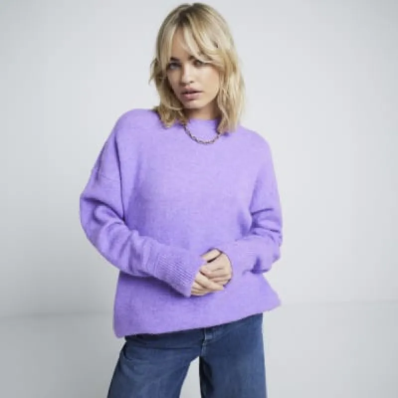 Purple knit oversized jumper sold by River Island