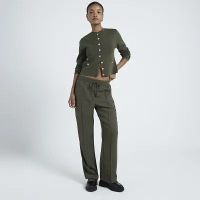 Khaki tailored wide leg joggers sold by River Island