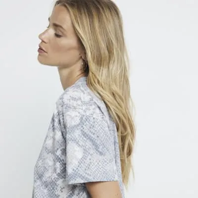 Grey snake print crop t-shirt sold by River Island