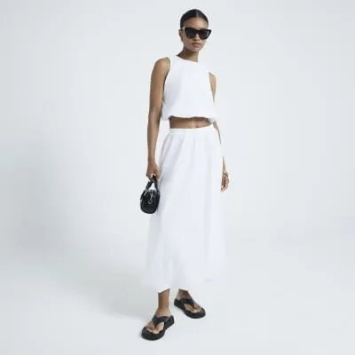 White Bubble Hem Midi Skirt sold by River Island